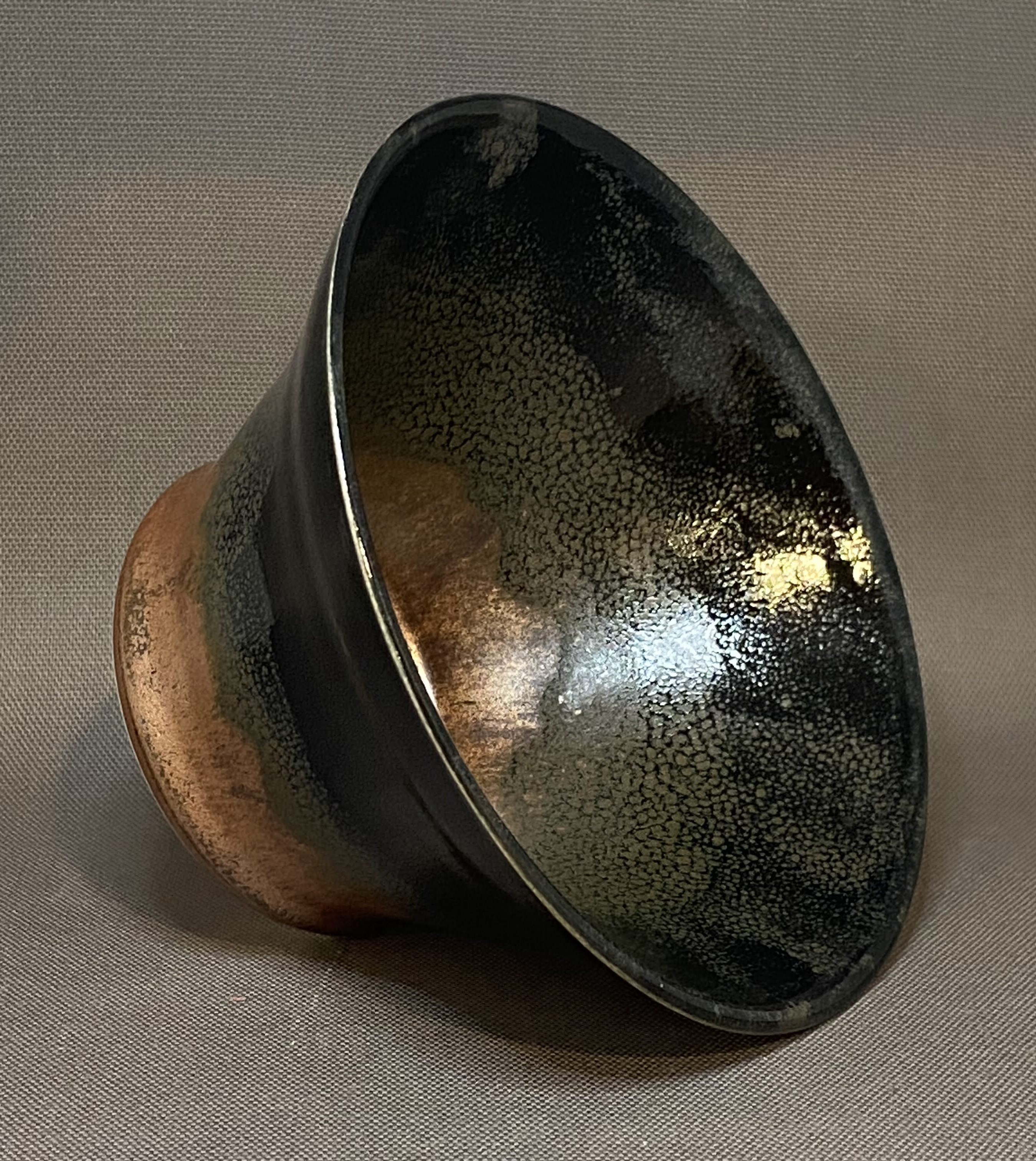 Black and warm brown glazed handmade ceramic bowl by Nerdworks Pottery